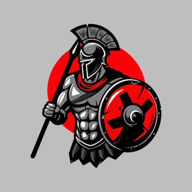 Esport Spartan Maskottchen Vektor Illustration Logo-Symbol Hintergrund