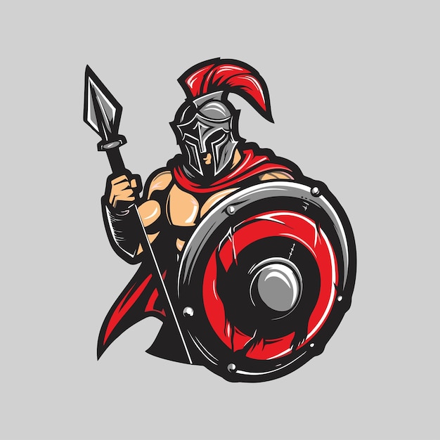 Vektor esport spartan maskottchen vektor illustration logo-symbol hintergrund