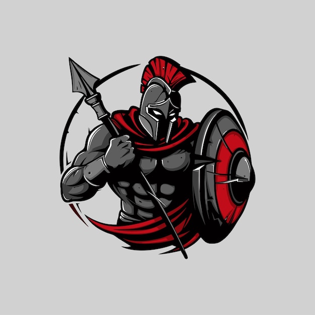 Esport Spartan Maskottchen Vektor Illustration Logo-Symbol Hintergrund