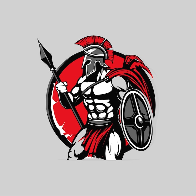 Esport Spartan Maskottchen Vektor Illustration Logo-Symbol Hintergrund