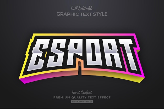 Esport team gradient bearbeitbarer texteffekt-schriftstil