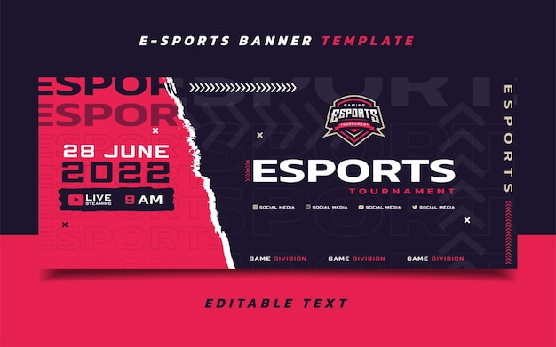 Esports-gaming-banner-vorlage mit logo für soziale medien