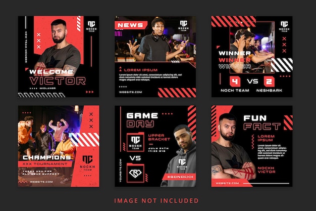 Esports instagram social media post template bundle