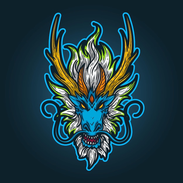 Vektor esports maskottchen logo, illustration drachen maskottchen