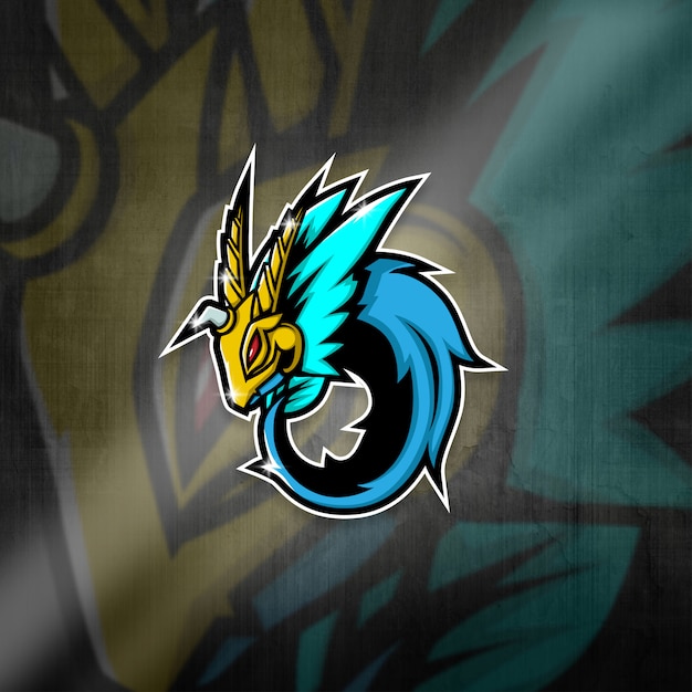 Esports maskottchen logo team blue dragon squad