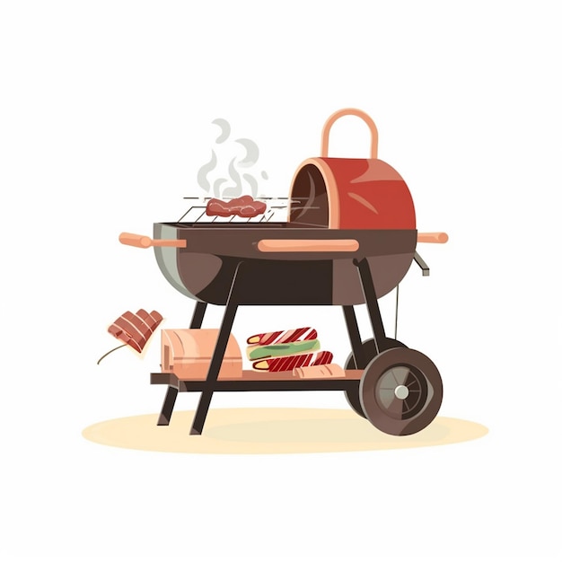 Vektor essen, barbecue, grill, picknick, grill, vektor, kochen, party, steak, fleisch, im freien, illustration