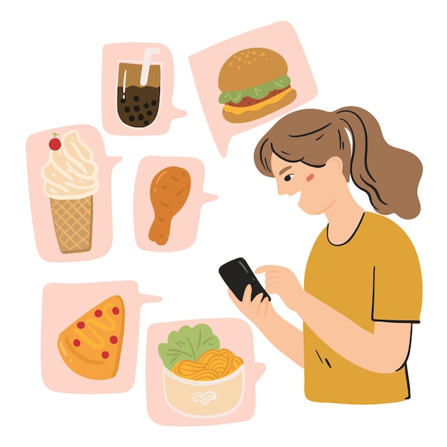Essen bestellen online konzept illustration