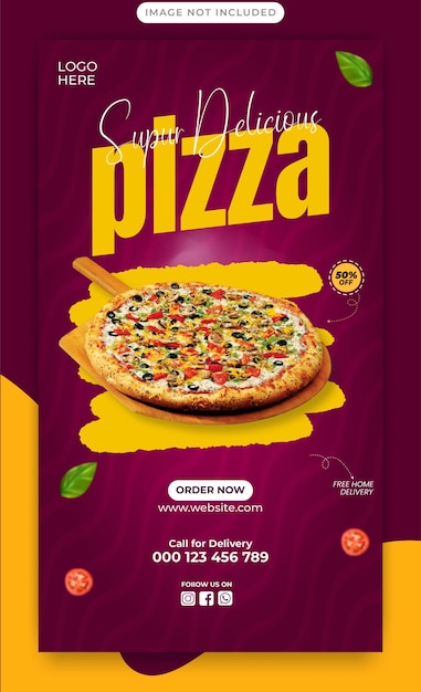 Essen-Menü und köstliche Pizza Instagram und Facebook Story-Vorlage