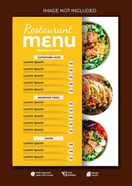 Essen Restaurant Menü Layout bearbeitbare Vorlage Menü Liste Café orange moderne Vorlage