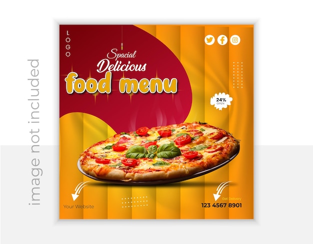 Vektor essen, soziale medien, design, einfache, saubere pizza