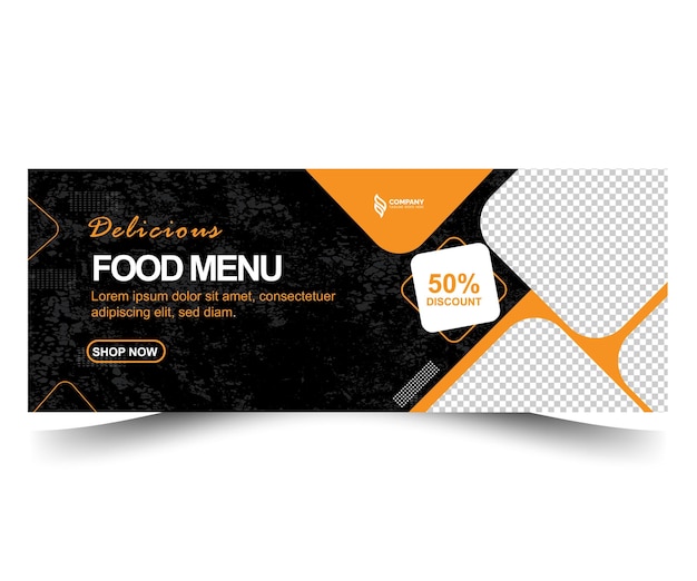 Essen- und Restaurant-Menü Facebook-Cover-Vorlage Banner-Design