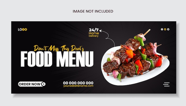 Essen- und Restaurant-Menü Facebook- und Web-Banner und Cover-Vorlage