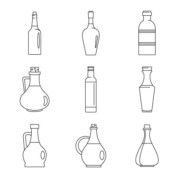 Essigflasche Icons Set