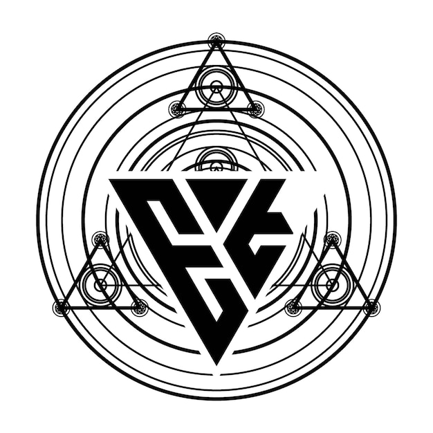 Vektor et-monogramm-buchstabenlogo mit dreieckiger designvorlage mit heiligen geometrischen ornamenten