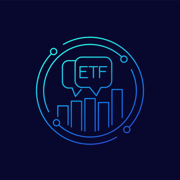 Etf-handelsliniensymbol mit einem diagramm börsengehandelter fonds