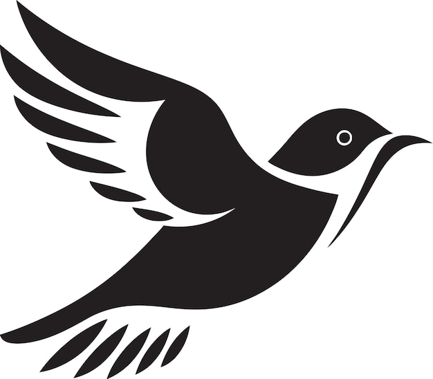 Vektor ethereal feathered grace black vector graceful flight fantasia cute bird icon (etherische gefiederte gnade schwarzer vektor anmutiger flug fantasie niedlicher vogel-ikonen)