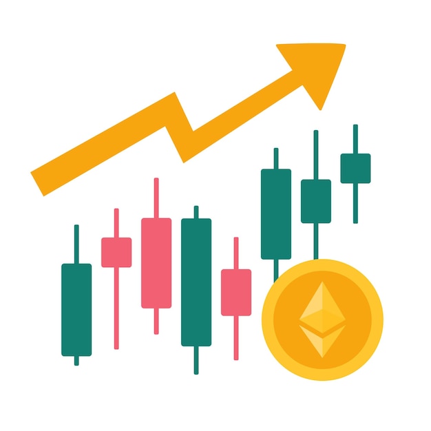 Ethereum-preis auf einem candlestick-chart