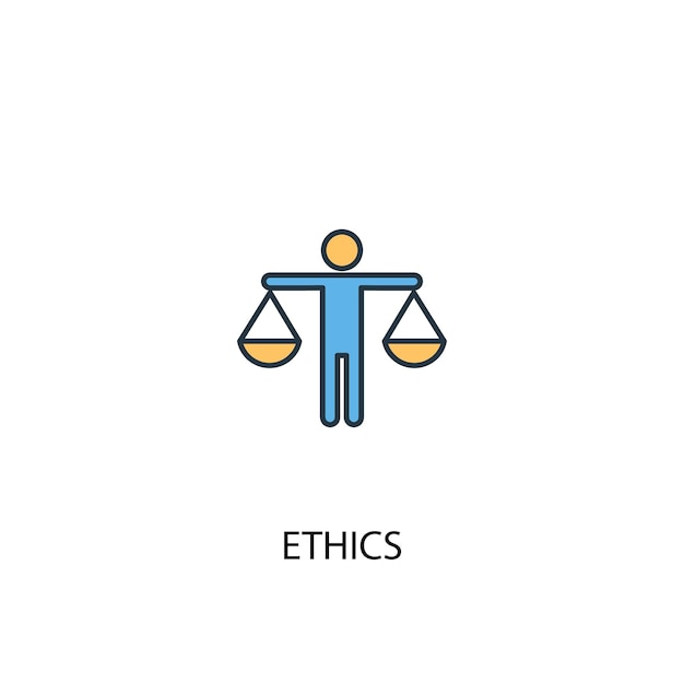 Vektor ethikkonzept 2 farbige liniensymbol. einfache gelbe und blaue elementillustration. ethik-konzept skizziert symboldesign