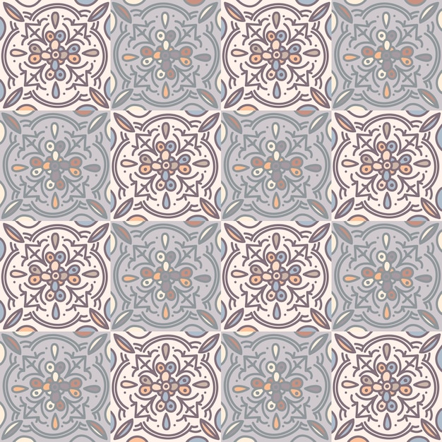 Ethnische Blumenmosaikfliese Abstraktes geometrisches ornamentales nahtloses Muster Vintage dekorative Verzierung