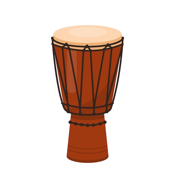 Ethnische hölzerne Djembe-Ikone Afrikanische Handtrommel Folk-Percussion-Musikinstrument