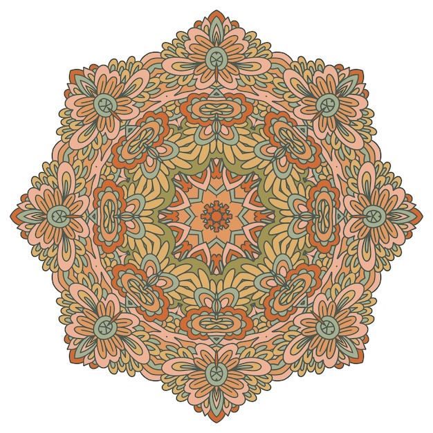 Ethnische Mandala-Vektorillustration der bunten Festivalblume auf weißem Hintergrund