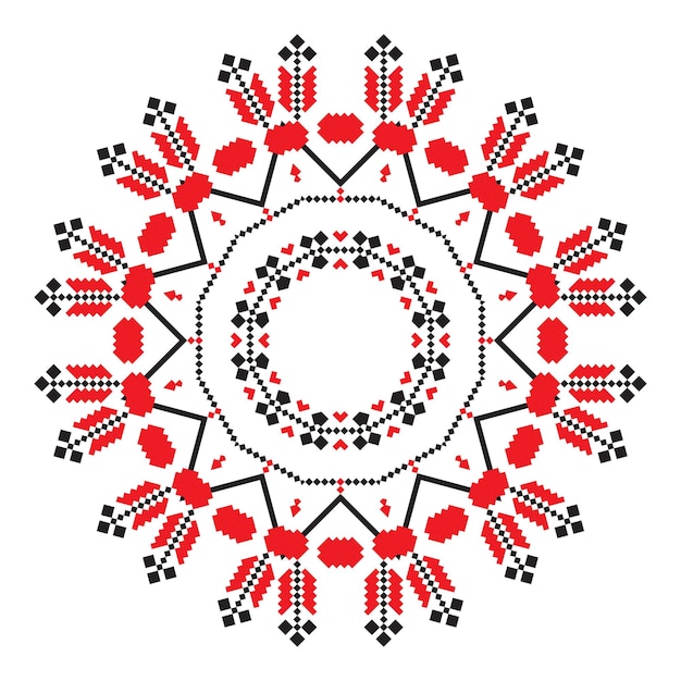 Ethnische ornament mandala geometrische muster in roter farbe