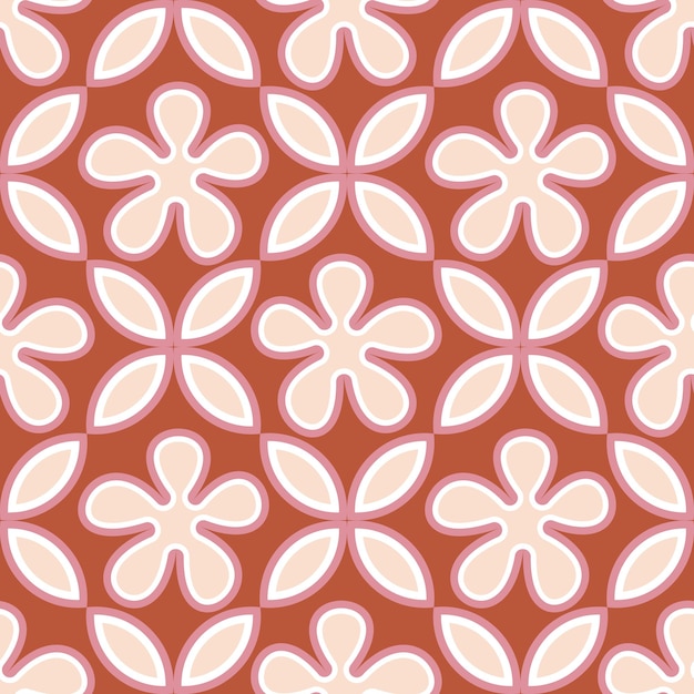 Ethnische Retro-geometrische Blumen-Fliesen-Art Druckvoller Vektor-Hintergrund-nahtloses Muster Niedlich Trendy