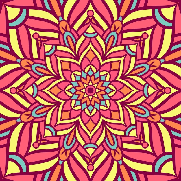 Ethnisches Mandala-rundes Verzierungs-Muster mit buntem, Mandala-Vektor-Hintergrund, dekoratives Muster