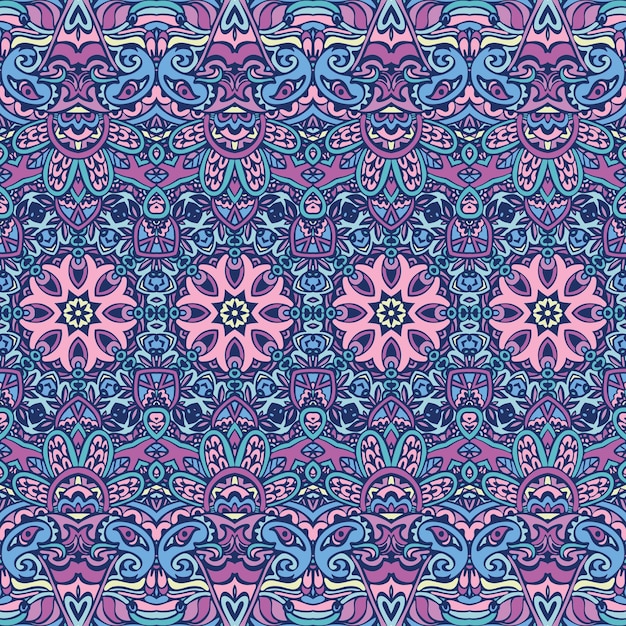 Ethnisches Stammes- festliches Muster für Stoff. Abstrakte geometrische bunte nahtlose Muster ornamental. Mexikanisches Design