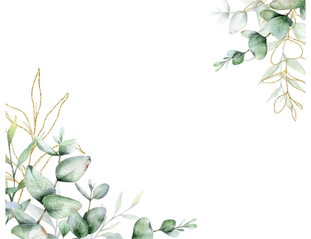 Eukalyptus Aquarellrahmen mit handgestalteten Eukalyptomrahmen Blumenrahmen