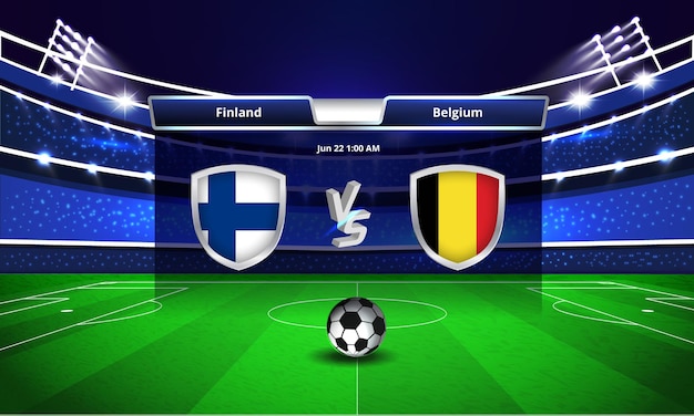 Euro Cup Finnland vs Belgien Fußballspiel Anzeigetafel übertragen