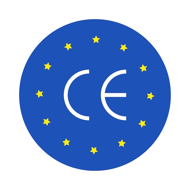 Vektor euro-europa-norm ce-kennzeichnung aufkleber auf produktverpackungen europäischer hersteller
