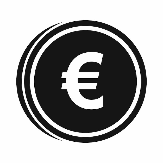 Vektor euro-münzen-symbol im einfachen stil isoliert auf weißem hintergrund währungssymbol