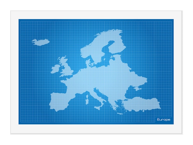 Europa-karte auf der blaupause