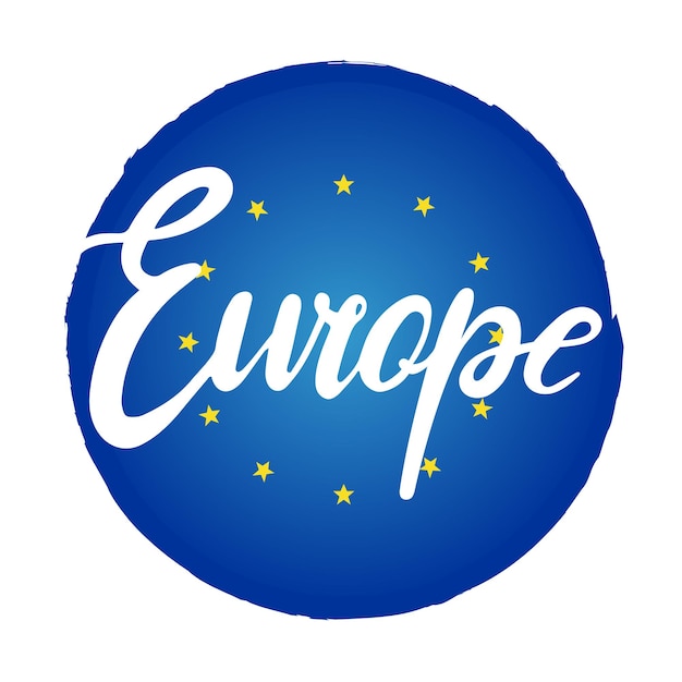 Vektor europa-logo, handgeschriebener schriftzug, stilvoller schriftzug, einladung zur reise