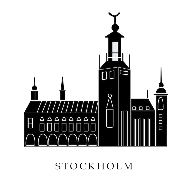 Europäische hauptstädte stockholm schwarz-weiß-darstellung