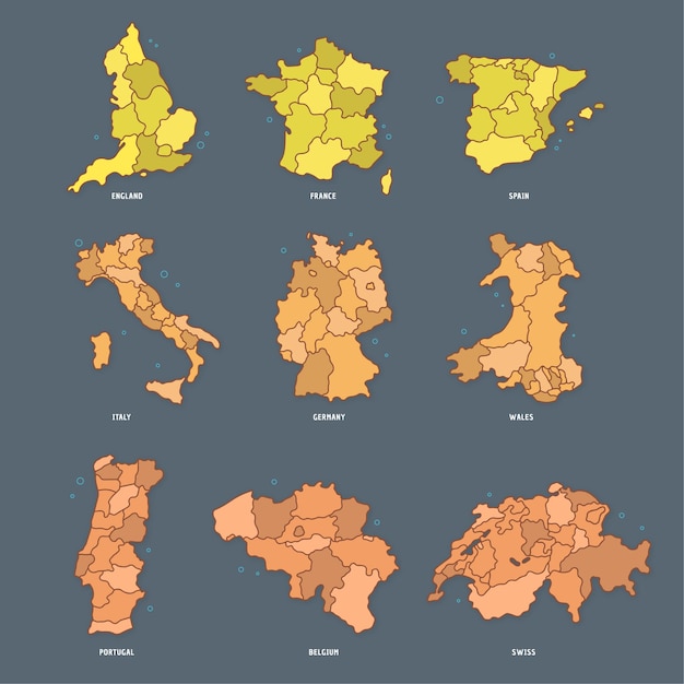 Vektor europäische länderkartensammlung