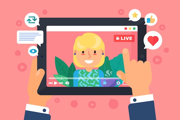 Europäische weibliche Web-Streamer-Konzeptillustration