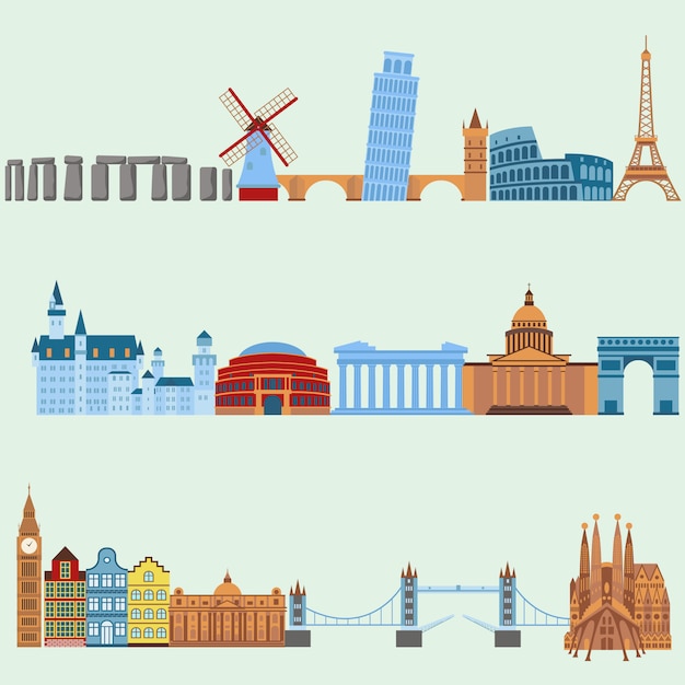 Euroreiseferienreisendes Konzept der Reise im Freien flache Designillustration.