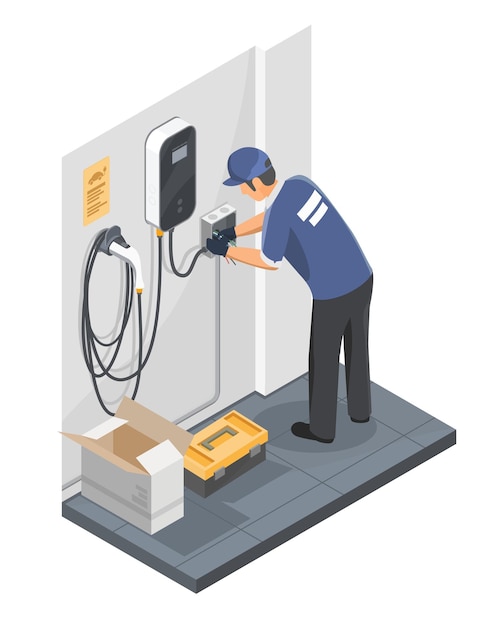 EV Car Charger Hausinstallation Konzepttechniker Reparatur und Wartung und Installation Hausservice
