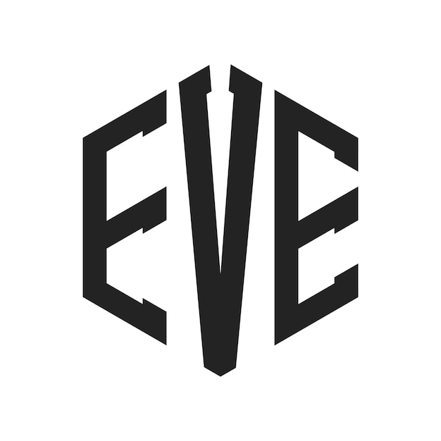 EVE-Logo-Design Anfangsbuchstaben EVE-Monogramm-Logo in sechseckiger Form