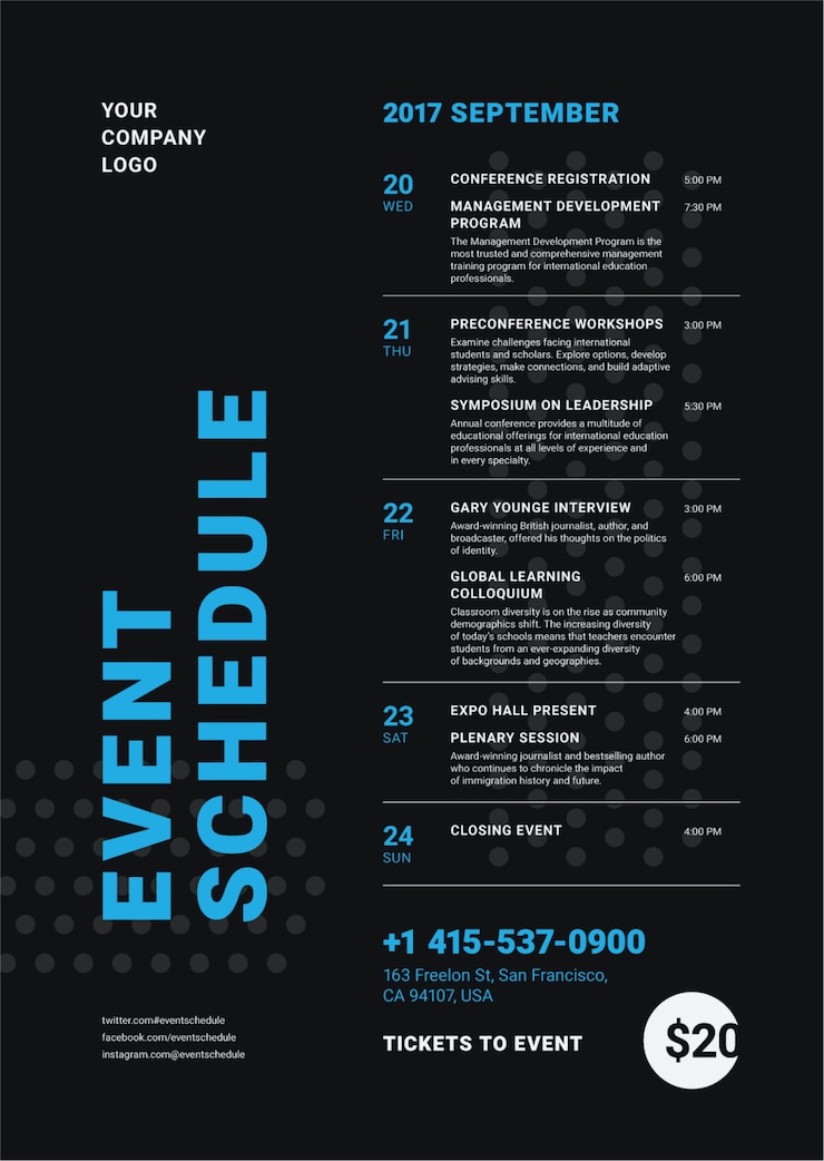 Vektor event schedule poster vorlage