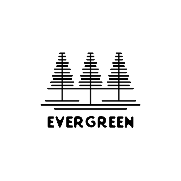 Vektor evergreen pine fichte hemlock line art outline logo design