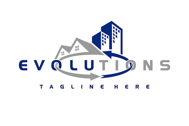 Evolutions-immobilienlogo, logodesign für gebäude