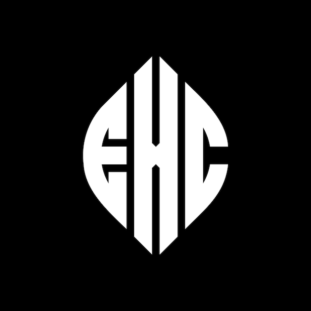 EXC Kreisbuchstaben-Logo-Design mit Kreis- und Ellipseform EXC Ellipse-Buchstaben mit typografischem Stil Die drei Initialen bilden ein Kreis-Logo EXC Kreis-Emblem Abstract Monogram Buchstaben-Markierung Vektor.