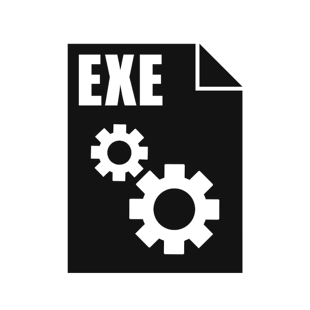 EXE-schwarzes Datei-Vektor-Symbol im flachen Design-Stil