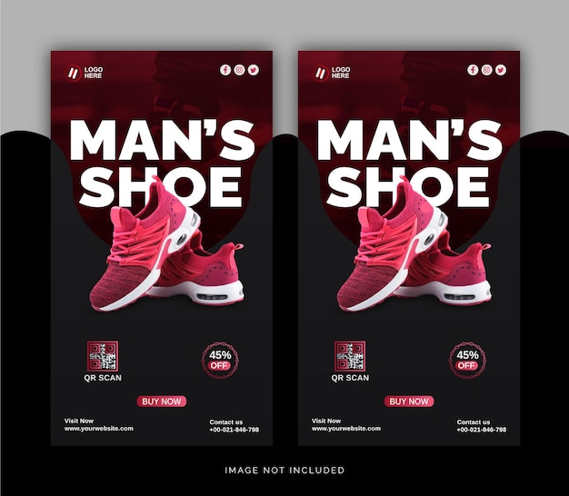 Vektor exklusive herrenschuhe instagram story anzeigenkonzept social media banner vorlage