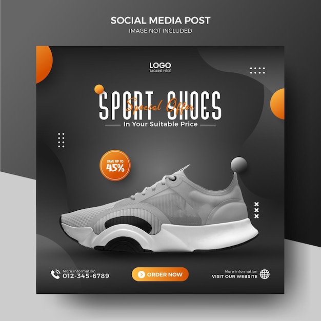 Exklusive sportschuhkollektion social media instagram post template schuhdesign, schuhbanner