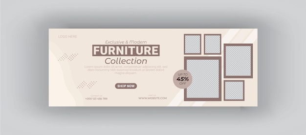 Exklusive und moderne möbelkollektion horizontales poster social media vorlage design kopierraum