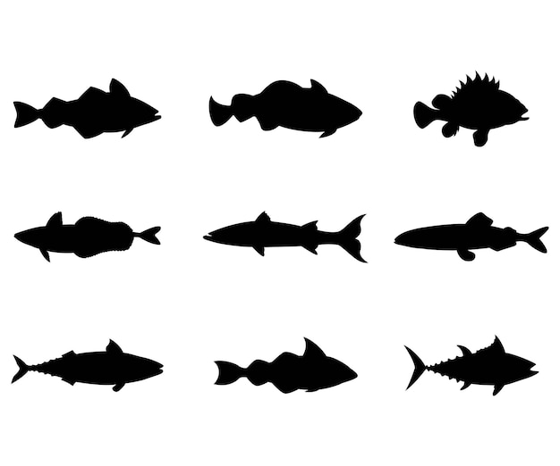 Exotische Fische realistische Silhouette-Kollektion